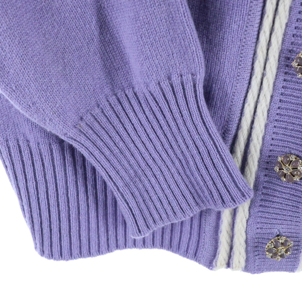 CHANEL(シャネル) ココマーク グリポワボタン カシミヤ クルーネック ニット カーディガン パープル レディース P43020K04355