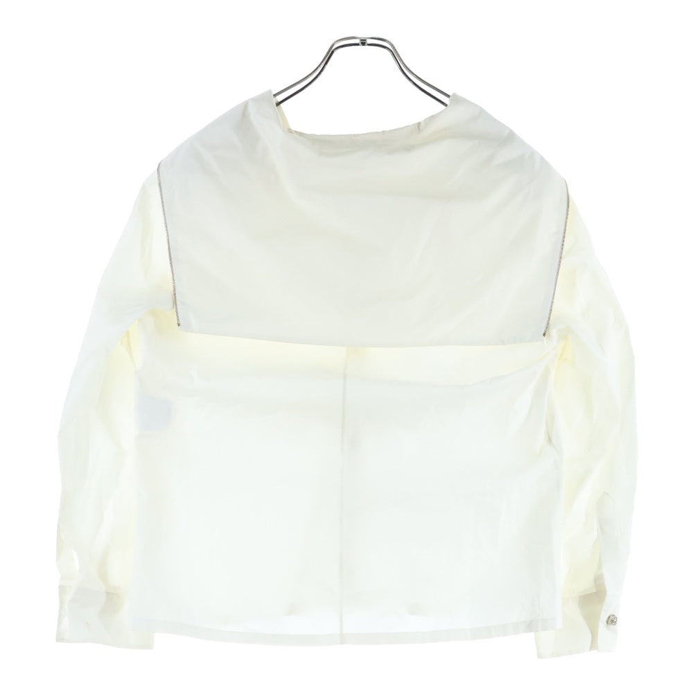 CHANEL(シャネル) ココマーク ラインストーン ボタン セーラーカラー ジップアップ コットン シャツジャケット ホワイト レディース P59084V44129