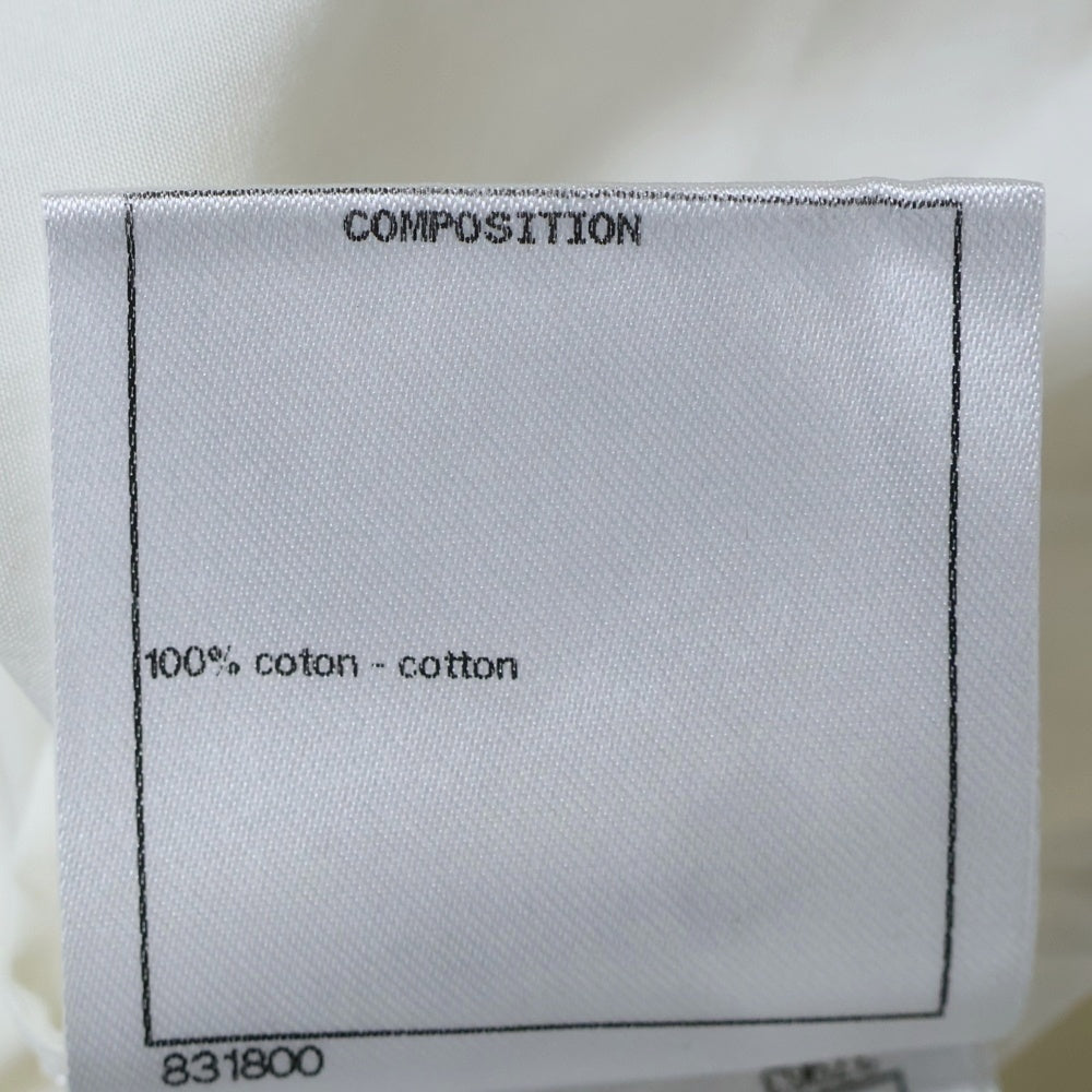 CHANEL(シャネル) ココマーク ラインストーン ボタン セーラーカラー ジップアップ コットン シャツジャケット ホワイト レディース P59084V44129