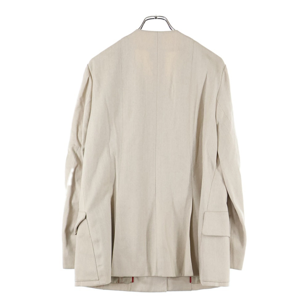 HERMES(エルメス) 裏地付ウールノーカラージャケット ベージュ レディース