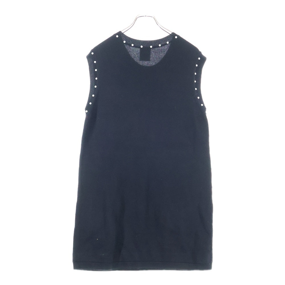 CHANEL(シャネル) ココマーク カシミヤ混 パール装飾付ノースリーブニットワンピース ブラック レディース P53637K06956