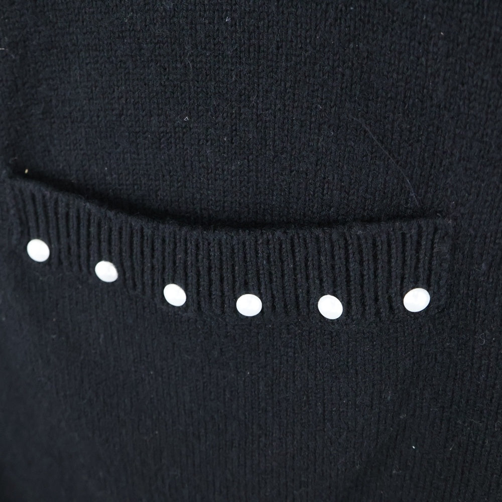 CHANEL(シャネル) ココマーク カシミヤ混 パール装飾付ノースリーブニットワンピース ブラック レディース P53637K06956