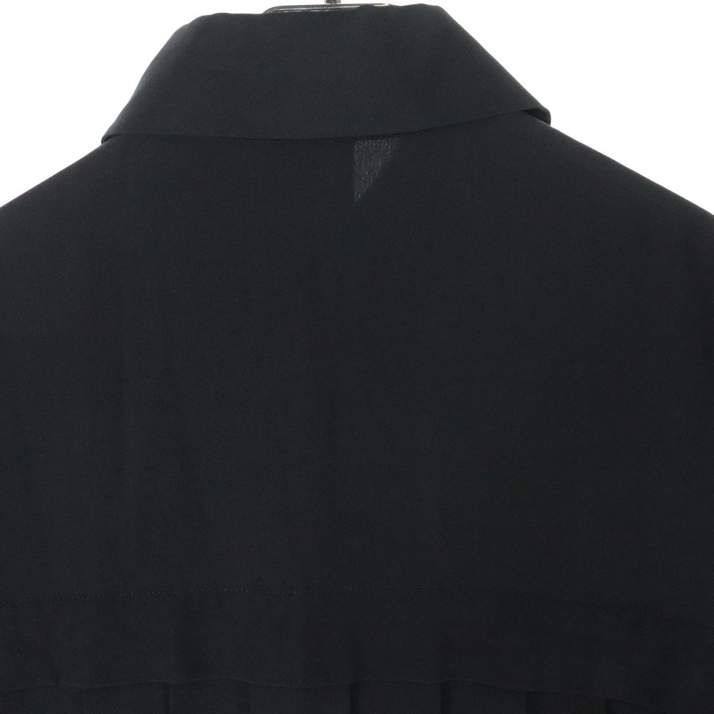 CHANEL(シャネル) ロゴ パールボタン シルク プリーツ ロングスリーブ 長袖 シャツ ワンピース ブラック P45967V12320