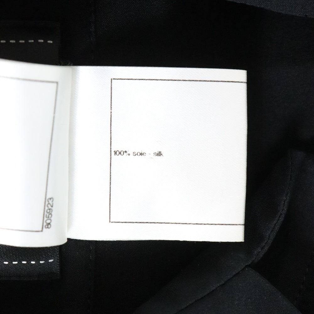 CHANEL(シャネル) ロゴ パールボタン シルク プリーツ ロングスリーブ 長袖 シャツ ワンピース ブラック P45967V12320