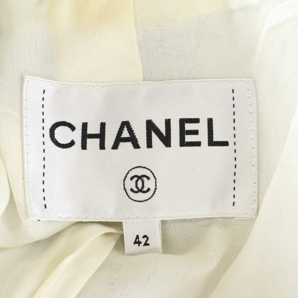 CHANEL(シャネル) LA PAUSA ラ パウザ ココマークボタン ファンタジーツイード ショールカラー テーラードジャケット ライトブルー/ホワイト レディース P60346V45916