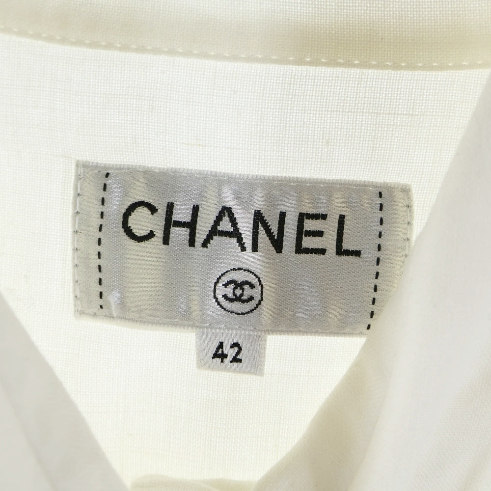 CHANEL(シャネル) リネン ノースリーブ プルオーバー シャツ ブラウス ホワイト レディース P55647V41683