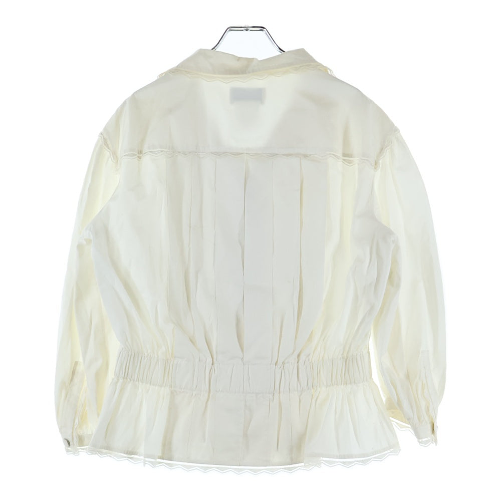 CHANEL(シャネル) ココマークボタン レース ギャザーデザイン 長袖シャツ ブラウス ホワイト レディース P45534V11472