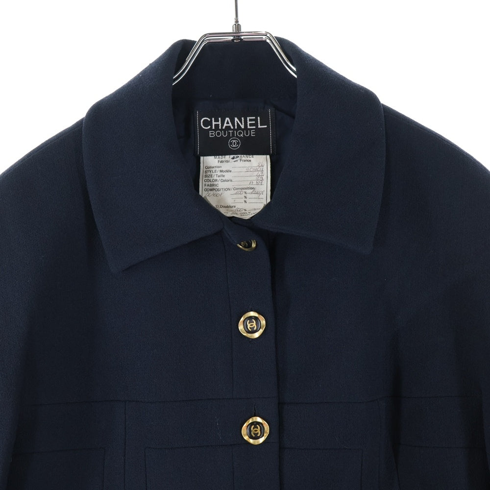 CHANEL(シャネル) 96AW ココマークボタン ウール 切り替えデザイン ジャケット ネイビー レディース 20901