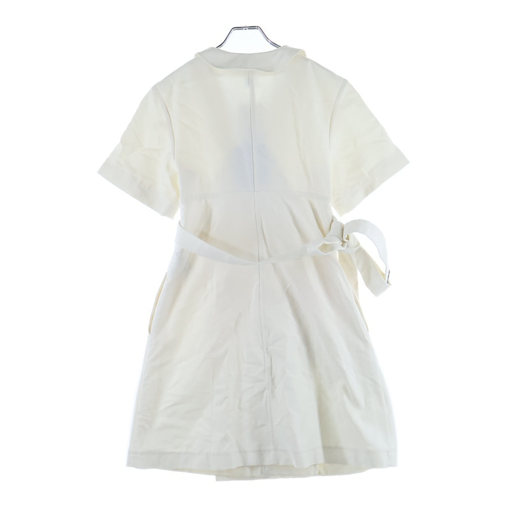 LOUIS VUITTON(ルイヴィトン) 23AW ×YK 草間彌生 フラワープリント フリルカラー コットン 半袖 ダブルブレスト ラップデザイン ワンピース ドレス ホワイト レディース RW232J VD8 FODR24
