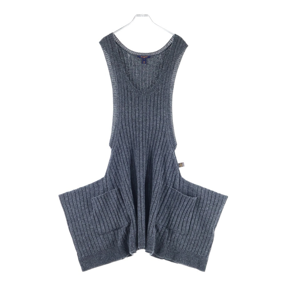 LOUIS VUITTON(ルイヴィトン) 22AW モノグラムタブ レーヨン混 ウール 変形 ノースリーブ ニット ベスト ワンピース グレー レディース RW222B TM5 FNKD97