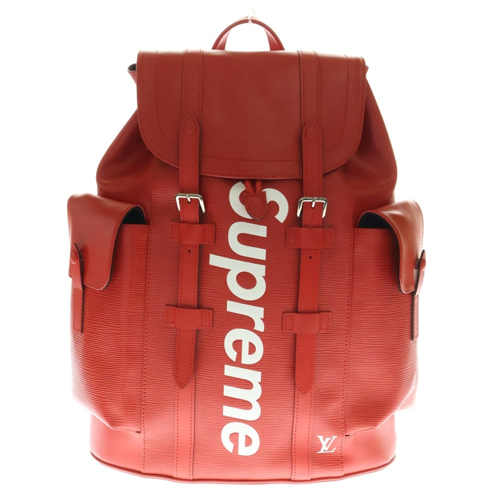 SUPREME(シュプリーム) ×SUPREME シュプリーム クリストファーPM エピ レザー バックパック リュックサック シルバー金具 レッド M53414