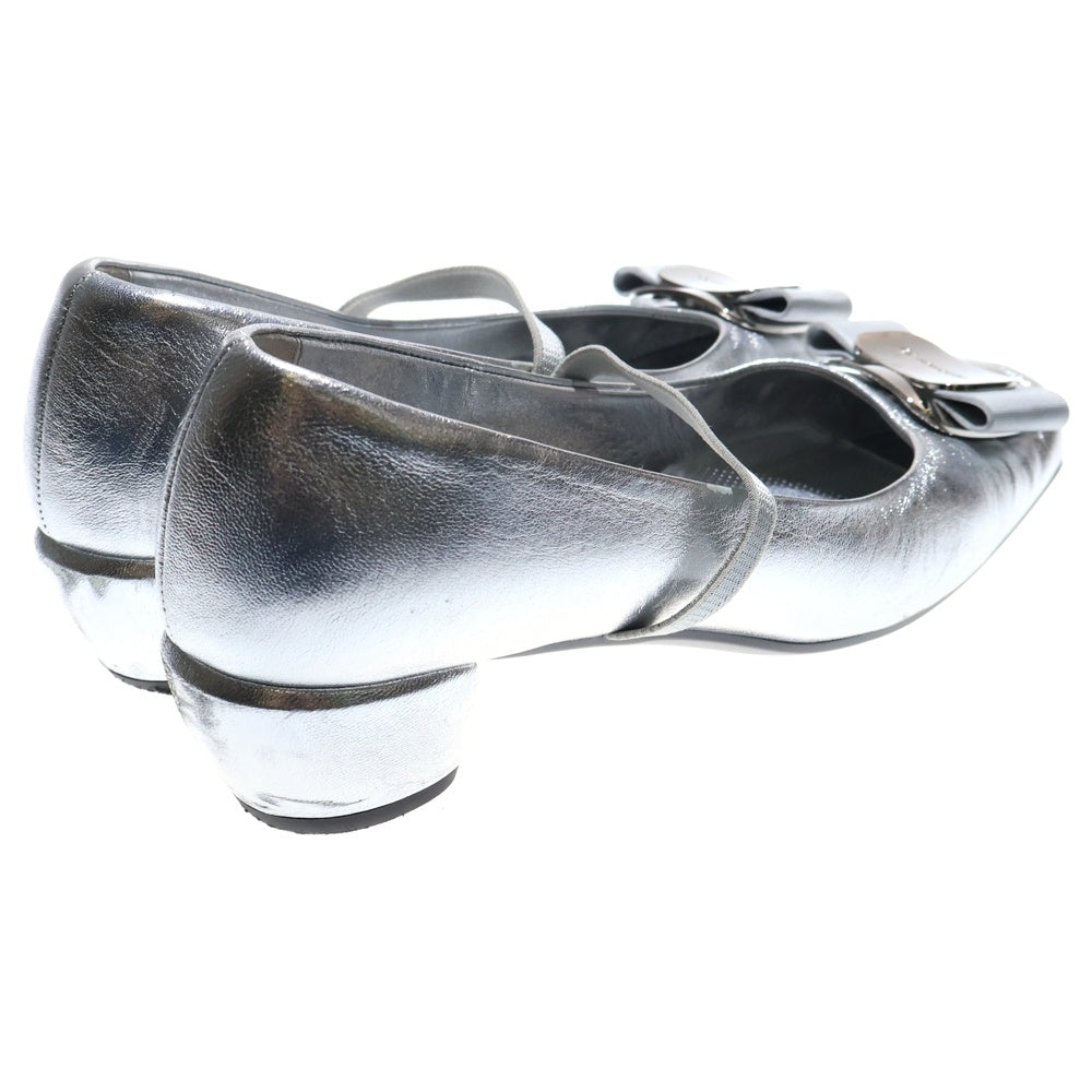 FERRAGAMO(フェラガモ) ロゴ ヴァラパンプス レザーヒールサンダル シルバー レディース