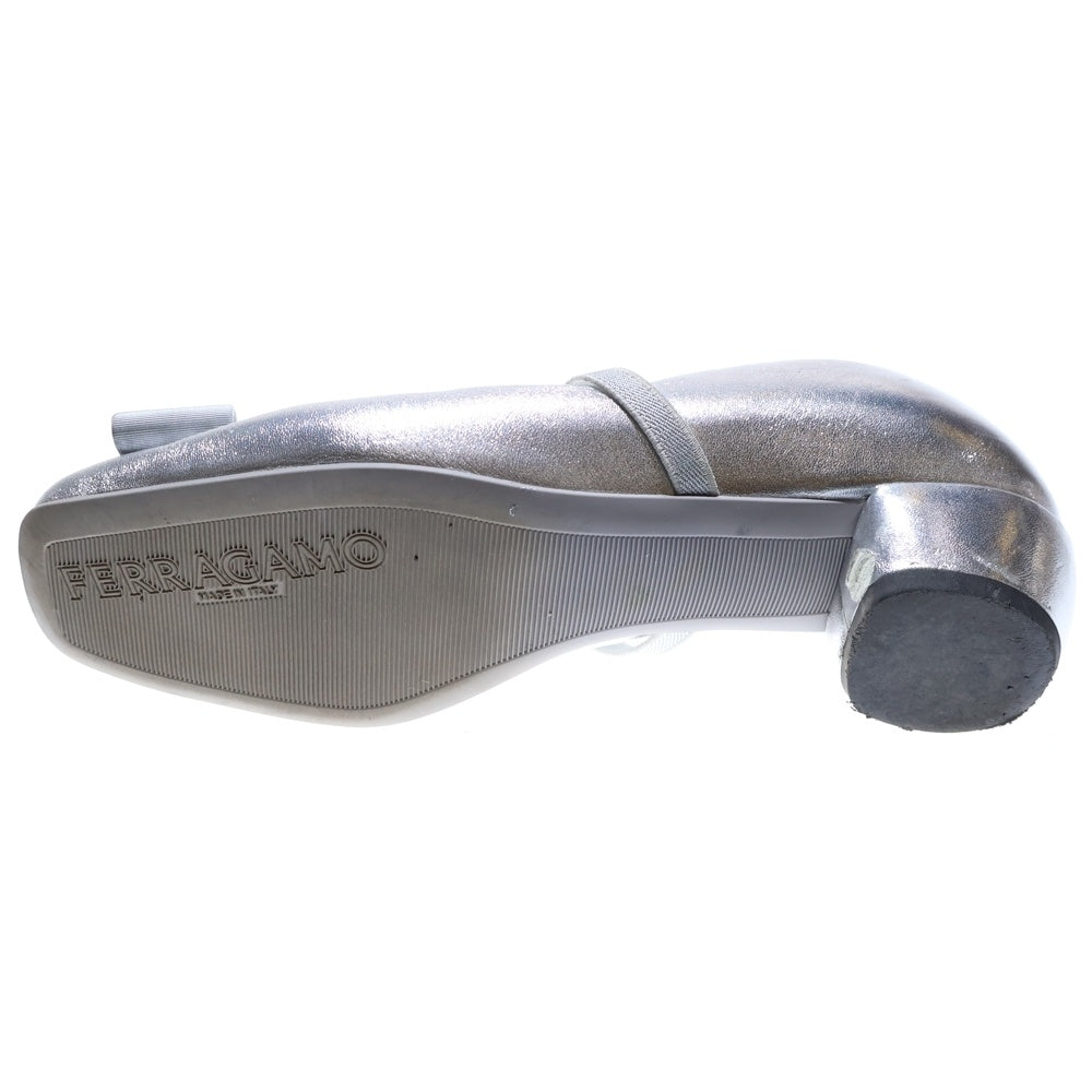 FERRAGAMO(フェラガモ) ロゴ ヴァラパンプス レザーヒールサンダル シルバー レディース