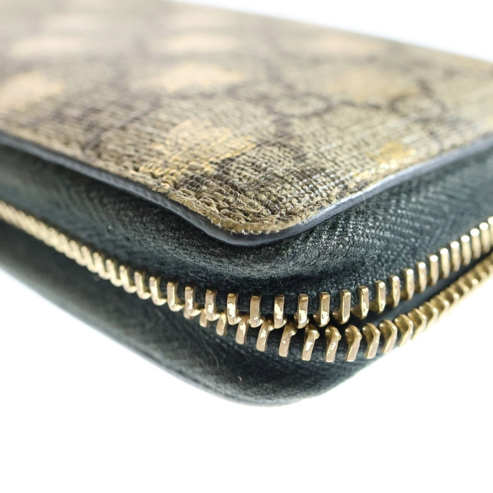 GUCCI(グッチ) GGスプリーム BEE 蜂 ラウンドファスナー長財布 ロングウォレット カードケース ベージュ ゴールド金具 PVC 410102