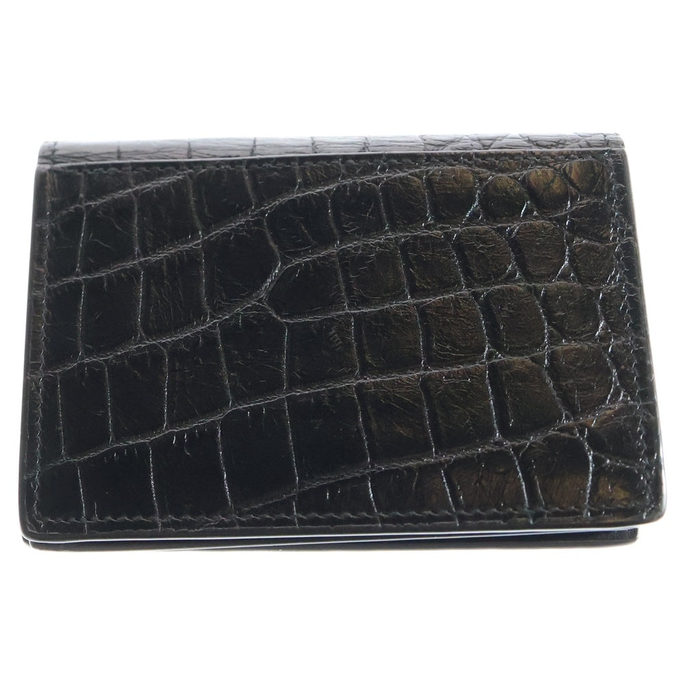 SAINT LAURENT PARIS(サンローランパリ) カードケース 型押しクロコ 名刺入れ 二つ折り財布 ブラック レザー 459996DZE5U1000