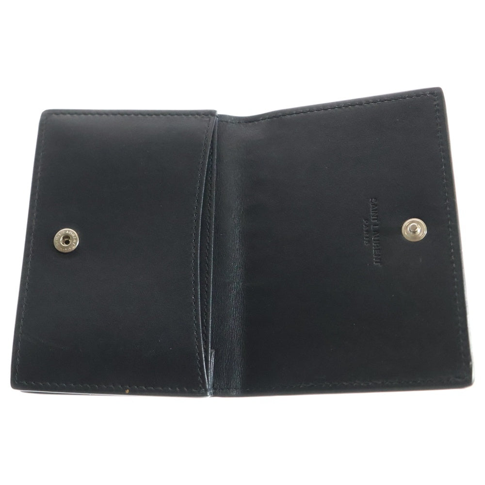 SAINT LAURENT PARIS(サンローランパリ) カードケース 型押しクロコ 名刺入れ 二つ折り財布 ブラック レザー 459996DZE5U1000