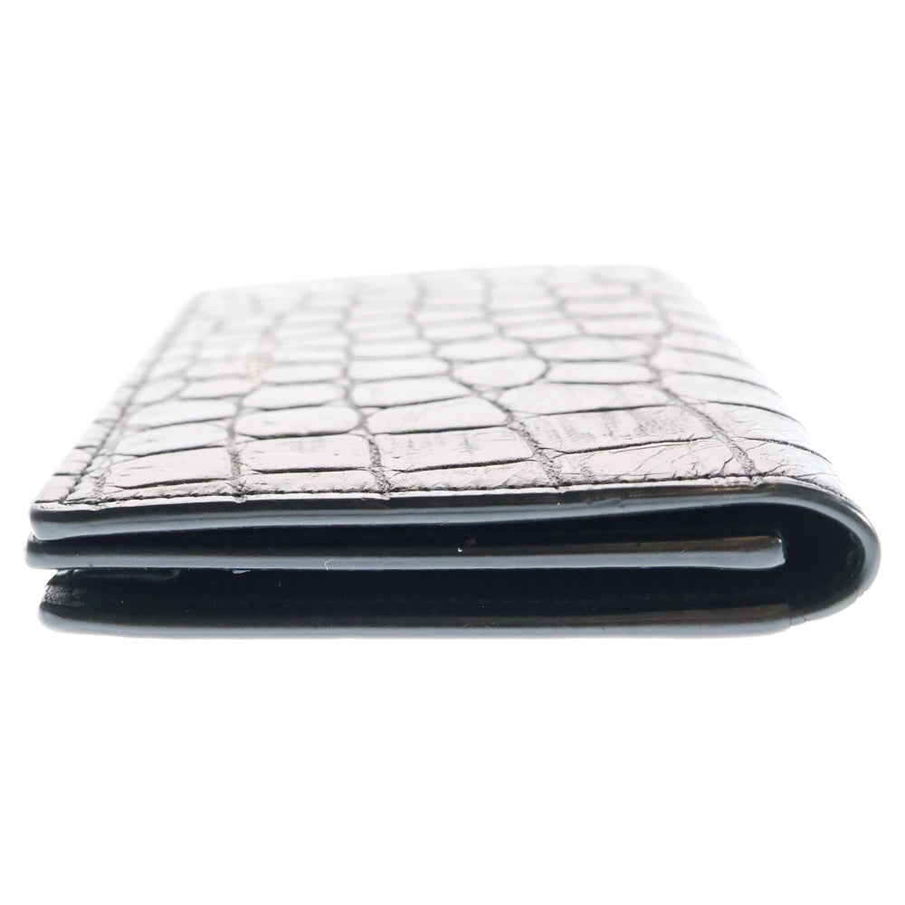 SAINT LAURENT PARIS(サンローランパリ) カードケース 型押しクロコ 名刺入れ 二つ折り財布 ブラック レザー 459996DZE5U1000