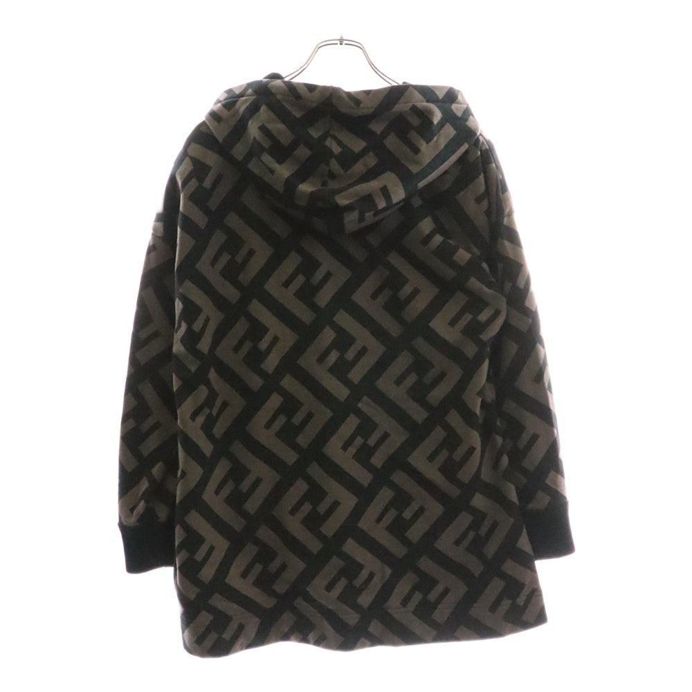 FENDI(フェンディ) FFワッペンロゴ ズッカ総柄 オーバーサイズ プルオーバースウェットパーカー フーディー ブラウン/ブラック FS7019 A3NB