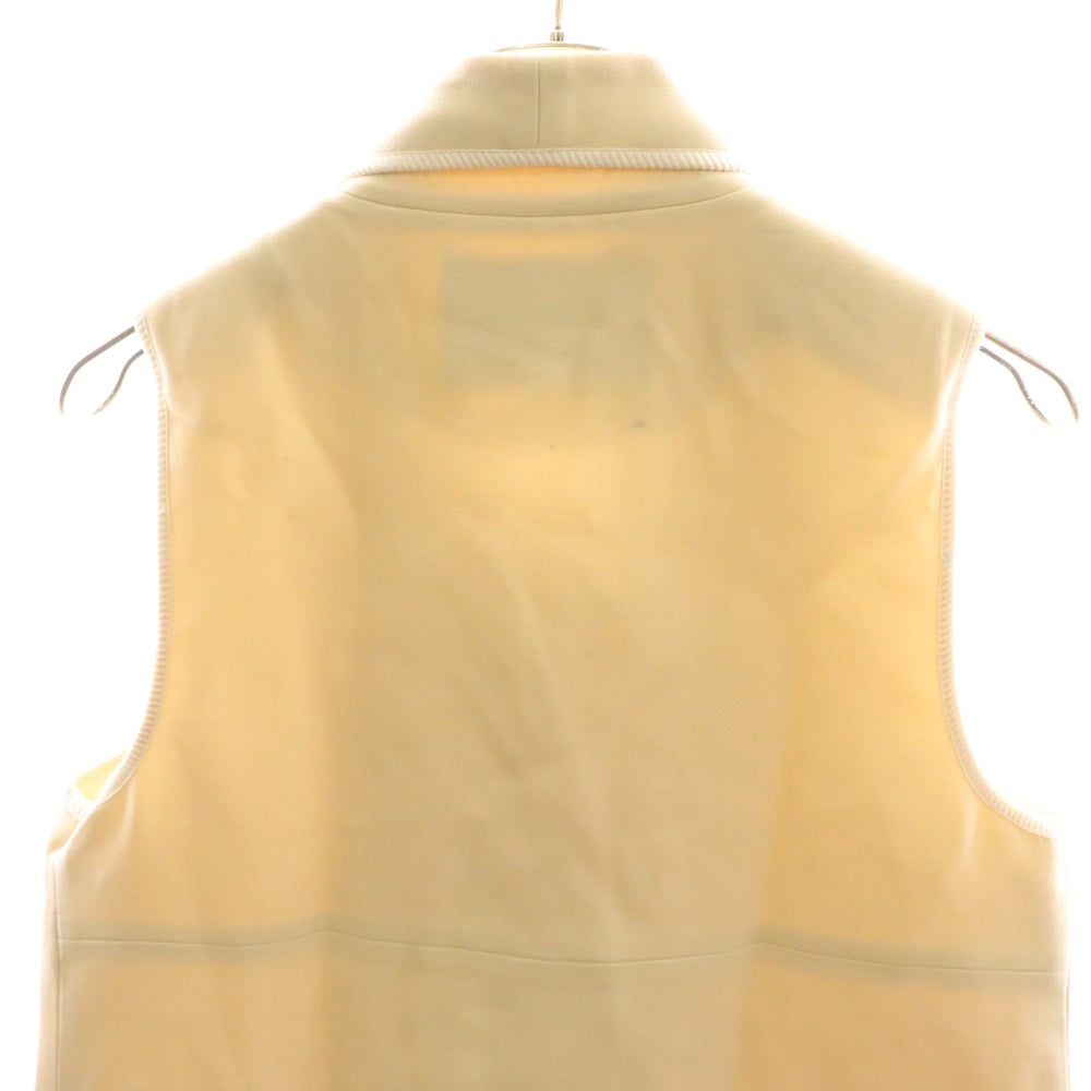 FENDI(フェンディ) 16AW レザー フラワーコサージュ ノースリーブ ショールカラー ロング テーラードジャケット ベスト ベージュ レディース FF8319 46R