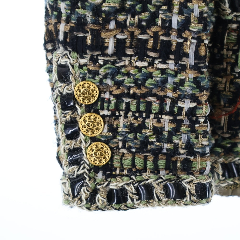 CHANEL(シャネル) ココマークボタンノーカラーツイードジャケット マルチカラー ♯42 P54253V40769