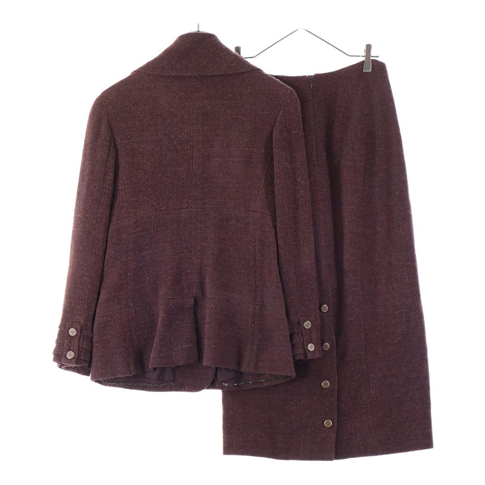 CHANEL(シャネル) 98AW セットアップ ウール ココマークボタン ギャザーカラー ダブルブレスト テーラードジャケット タイト ロングスカート レディース P12240V06940