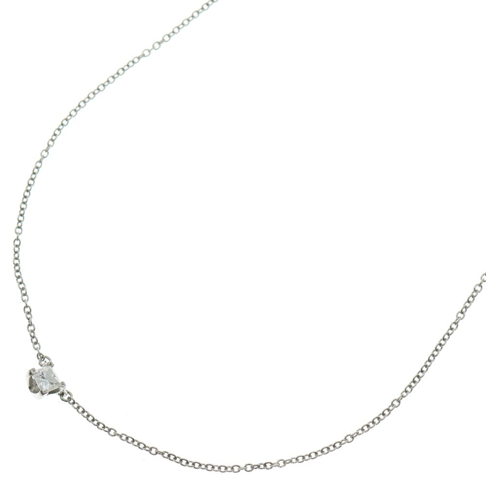 TIFFANY & Co.(ティファニー) ソリティア 1Pダイヤネックレス スクエアカット ペンダント チェーン シルバー Pt950 0.20ct 2.4g