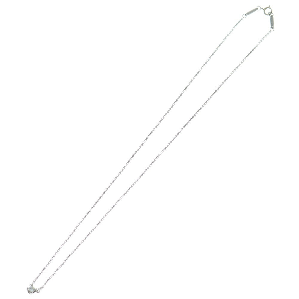 TIFFANY & Co.(ティファニー) ソリティア 1Pダイヤネックレス スクエアカット ペンダント チェーン シルバー Pt950 0.20ct 2.4g