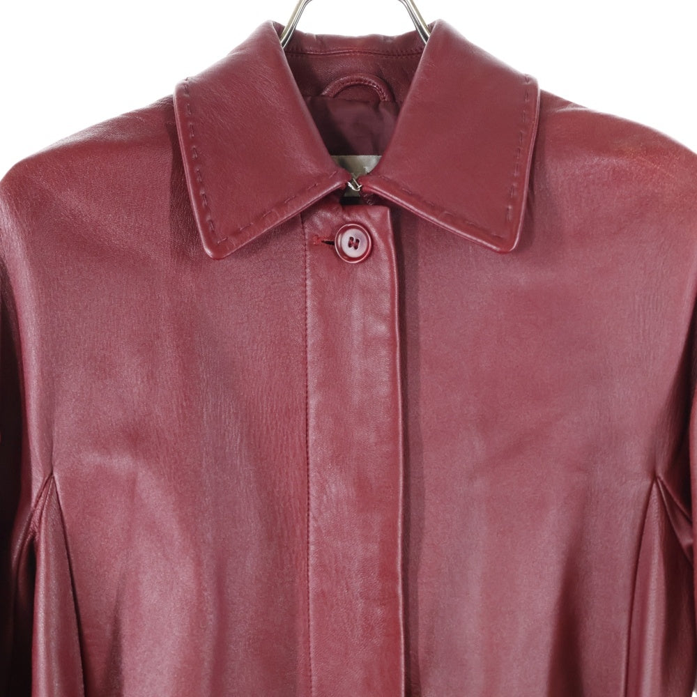 Max Mara(マックスマーラ) レザー 4B ステンカラー ロング コート ボルドー レディース