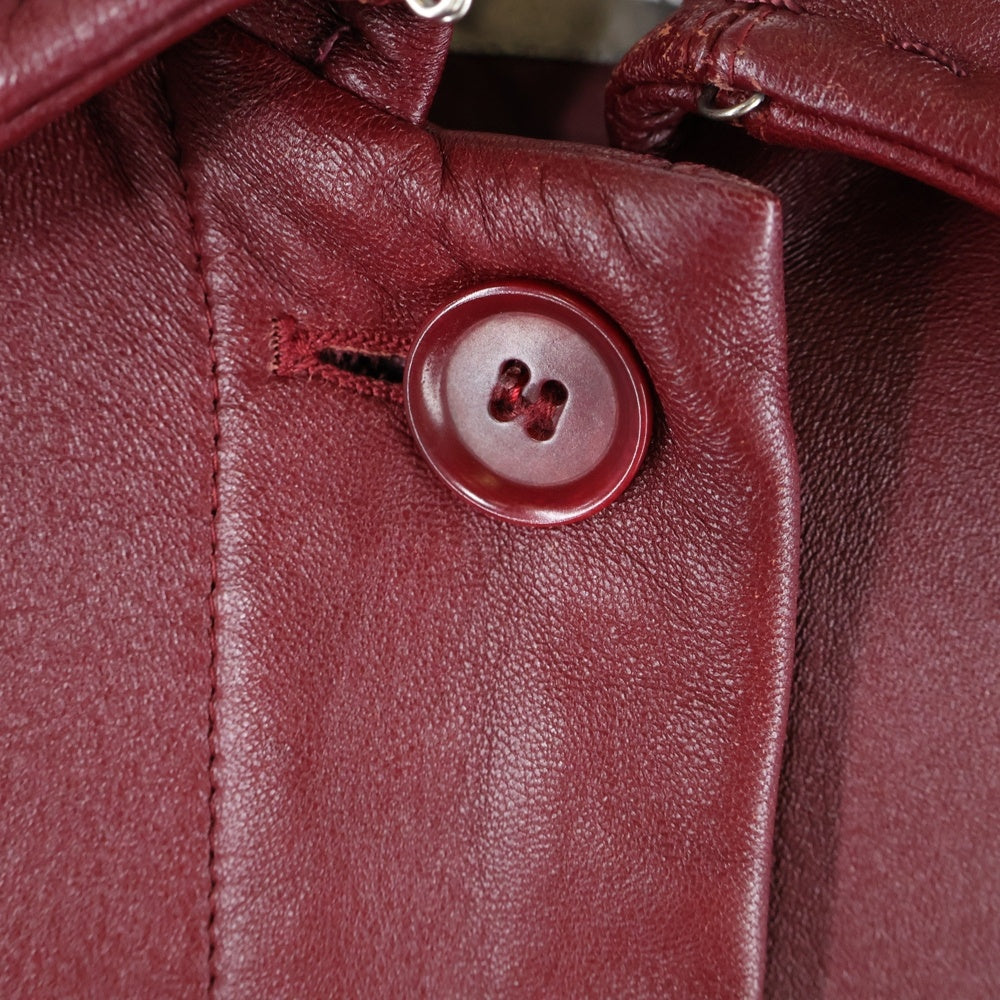 Max Mara(マックスマーラ) レザー 4B ステンカラー ロング コート ボルドー レディース