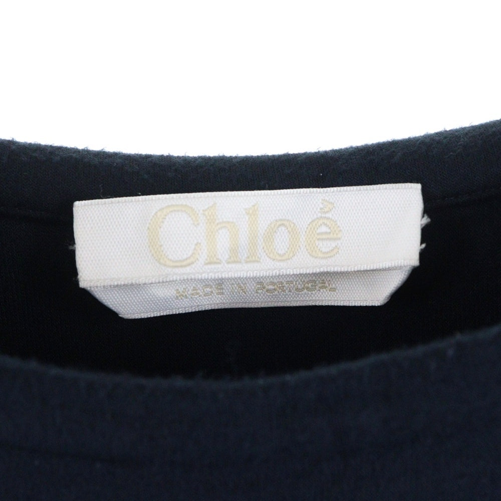Chloe(クロエ) シルク クルーネック ラグラン ハーフスリーブ ミディアム ワンピース ネイビー レディース 16AJR03-16A083