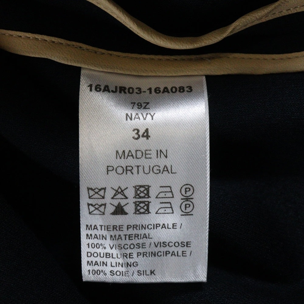 Chloe(クロエ) シルク クルーネック ラグラン ハーフスリーブ ミディアム ワンピース ネイビー レディース 16AJR03-16A083