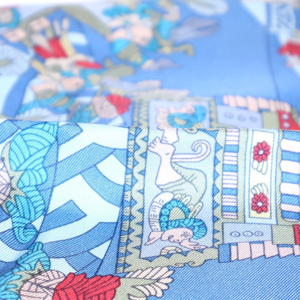 HERMES(エルメス) カレ90 天体と太陽 ASTRES et SOLEILS シルク スカーフ ブルー