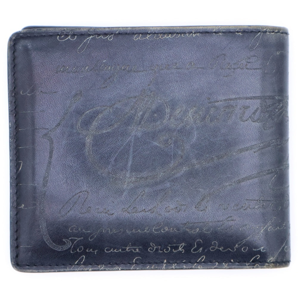 Berluti(ベルルッティ) カリグラフィー コンパクトウォレット 二つ折り財布 カードケース ブラック レザー