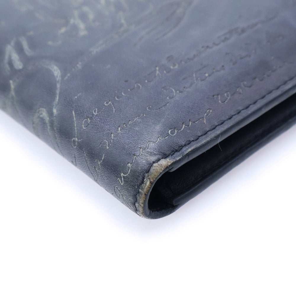 Berluti(ベルルッティ) カリグラフィー コンパクトウォレット 二つ折り財布 カードケース ブラック レザー