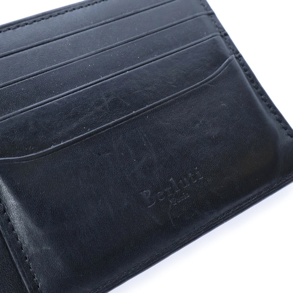 Berluti(ベルルッティ) カリグラフィー コンパクトウォレット 二つ折り財布 カードケース ブラック レザー