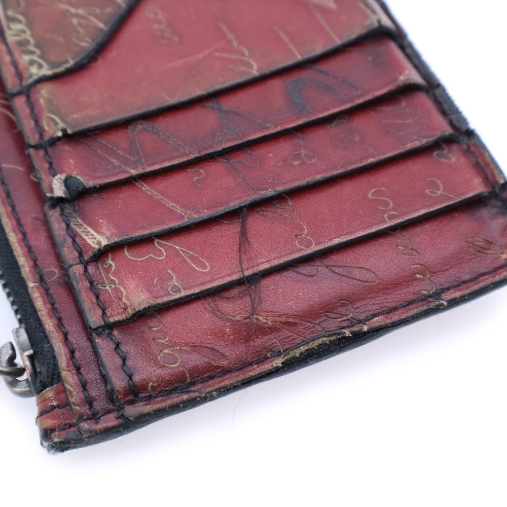 Berluti(ベルルッティ) カリグラフィ ラグメントケース カードケース 名刺入れ 小物入れ レッド バーガンディ レザー ゴールド金具