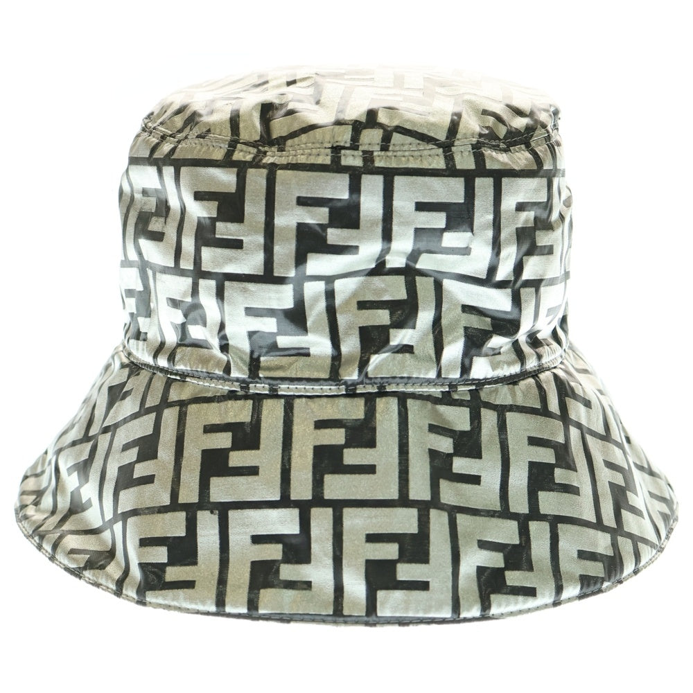 FENDI(フェンディ) ズッカ総柄 ナイロン クラッシャー バケットハット 帽子 シルバー/ブラック FXQ801 AB67 S