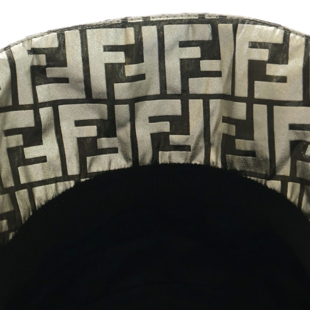 FENDI(フェンディ) ズッカ総柄 ナイロン クラッシャー バケットハット 帽子 シルバー/ブラック FXQ801 AB67 S