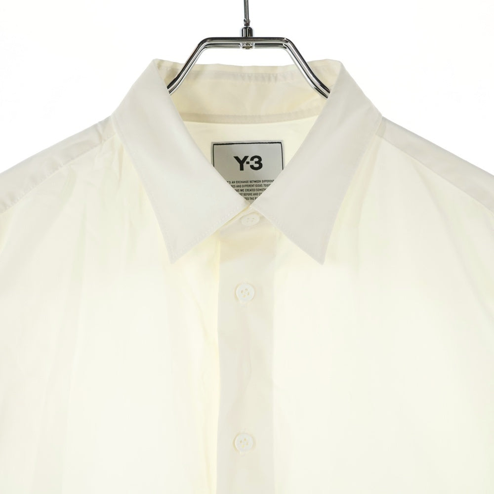 Y-3(ワイスリー) ロゴプリント ジップポケット ナイロン混 コットン ロングスリーブ 長袖シャツ ホワイト HB3406