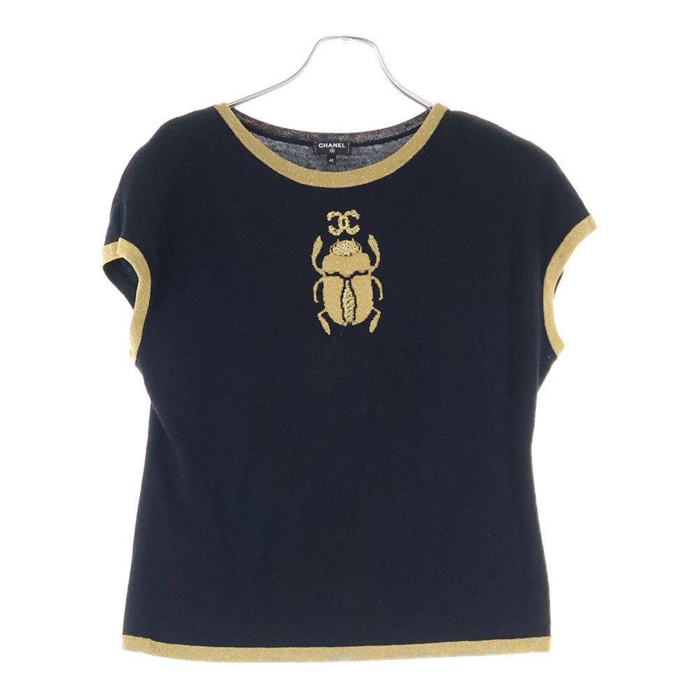 CHANEL(シャネル) ココマーク スカラベ セットアップ 刺繍 クルーネック 半袖ニット セーター ラップデザイン ミニスカート レディース P61610K47245/P61611K47246