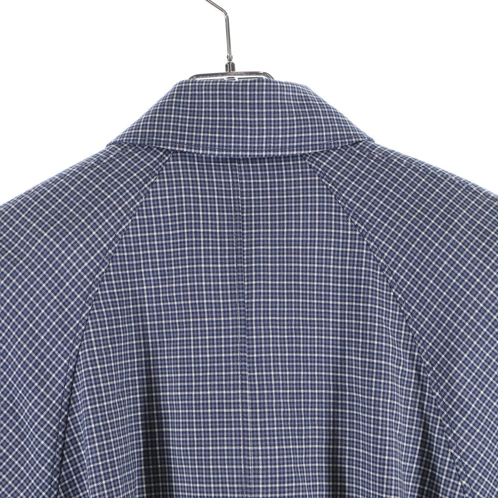 LANVIN(ランバン) チェック総柄 ウール ロゴプレート ハーフジップ 半袖ワンピース ドレス ネイビー レディース RWDR0054 4934A21