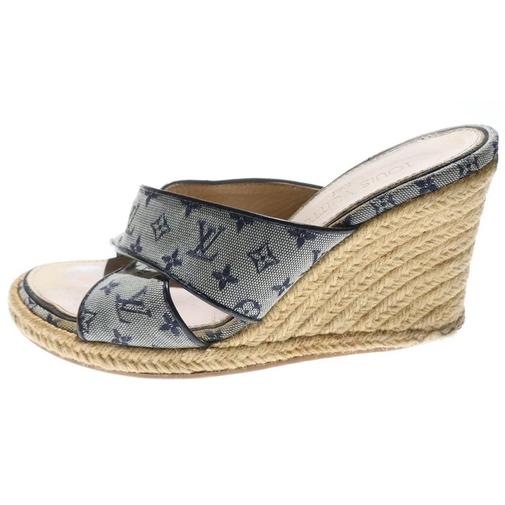 LOUIS VUITTON ネイビー ウェッジヒールサンダル LOUIS VUITTON