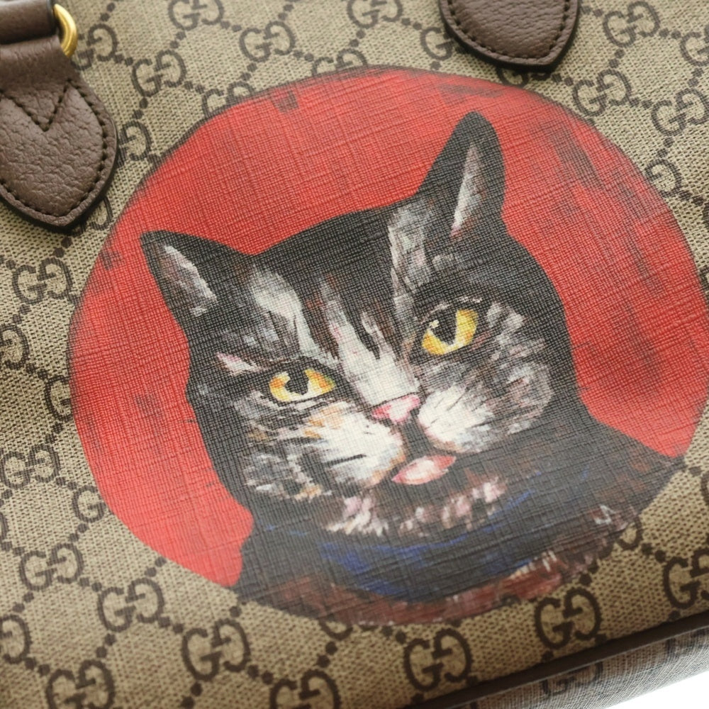 GUCCI(グッチ) GGスプリーム ミスティックキャット 2WAYバッグ ブラウン PVC×レザー 473887