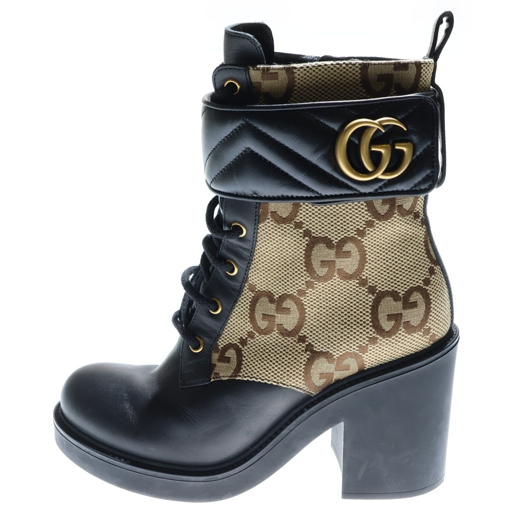 GUCCI(グッチ) GGマーモント ロゴプレート レザー キャンバス レース