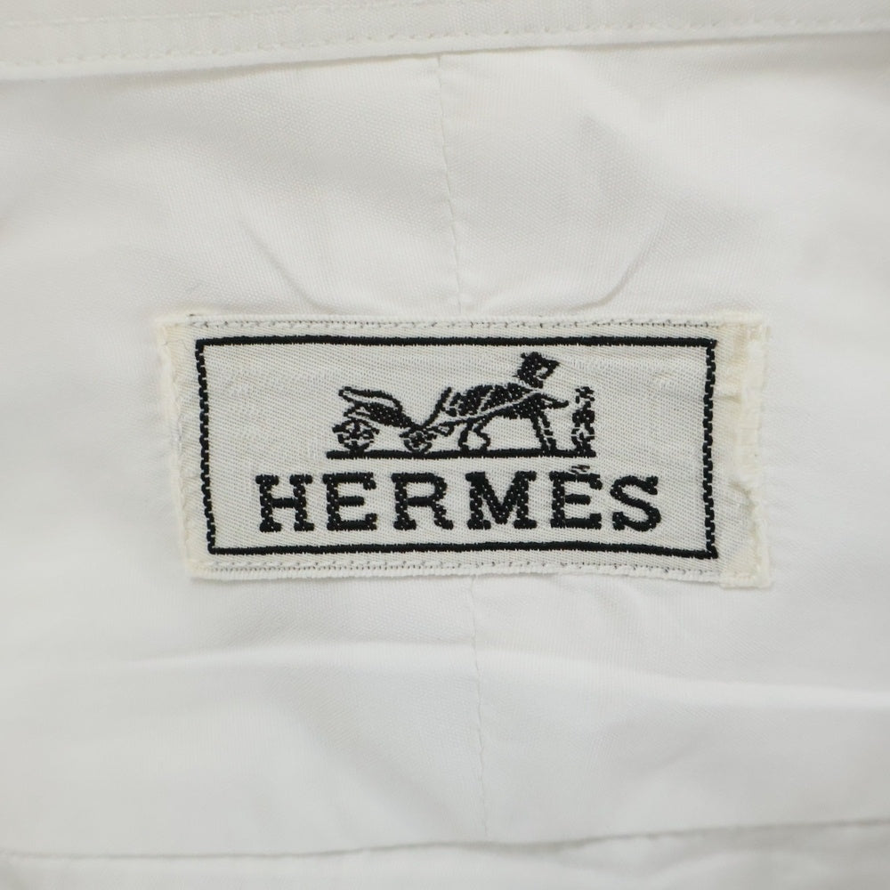 HERMES(エルメス) セリエ ゴールドカフスボタン コットン 長袖シャツ ホワイト