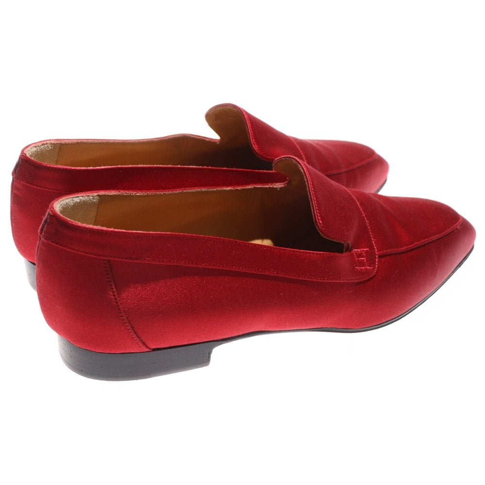 HERMES(エルメス) Hロゴ刺繍 サテン ローカットシューズ ローファー レッド レディース