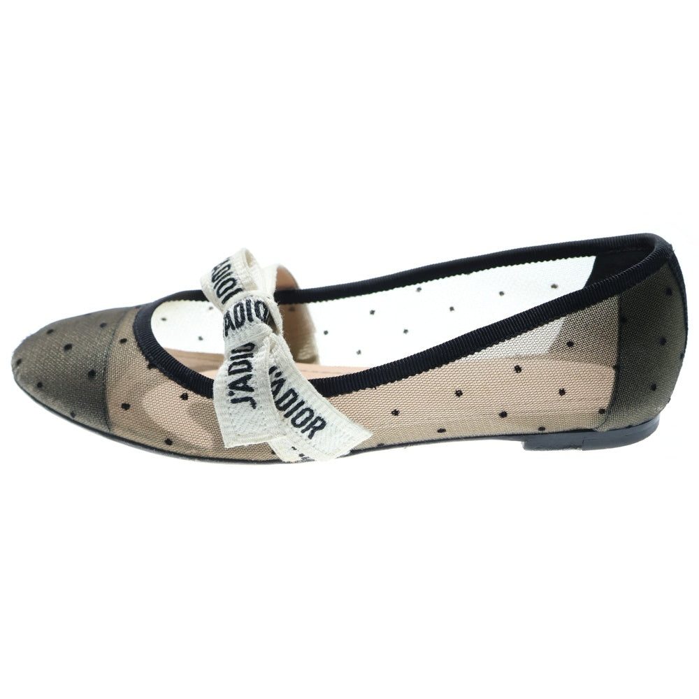 Christian Dior(クリスチャンディオール) MISS J'ADIOR ミス ジャディオール チュール ドット総柄 ロゴリボン フラット バレエシューズ パンプス ブラック レディース KCB455PTRS15X