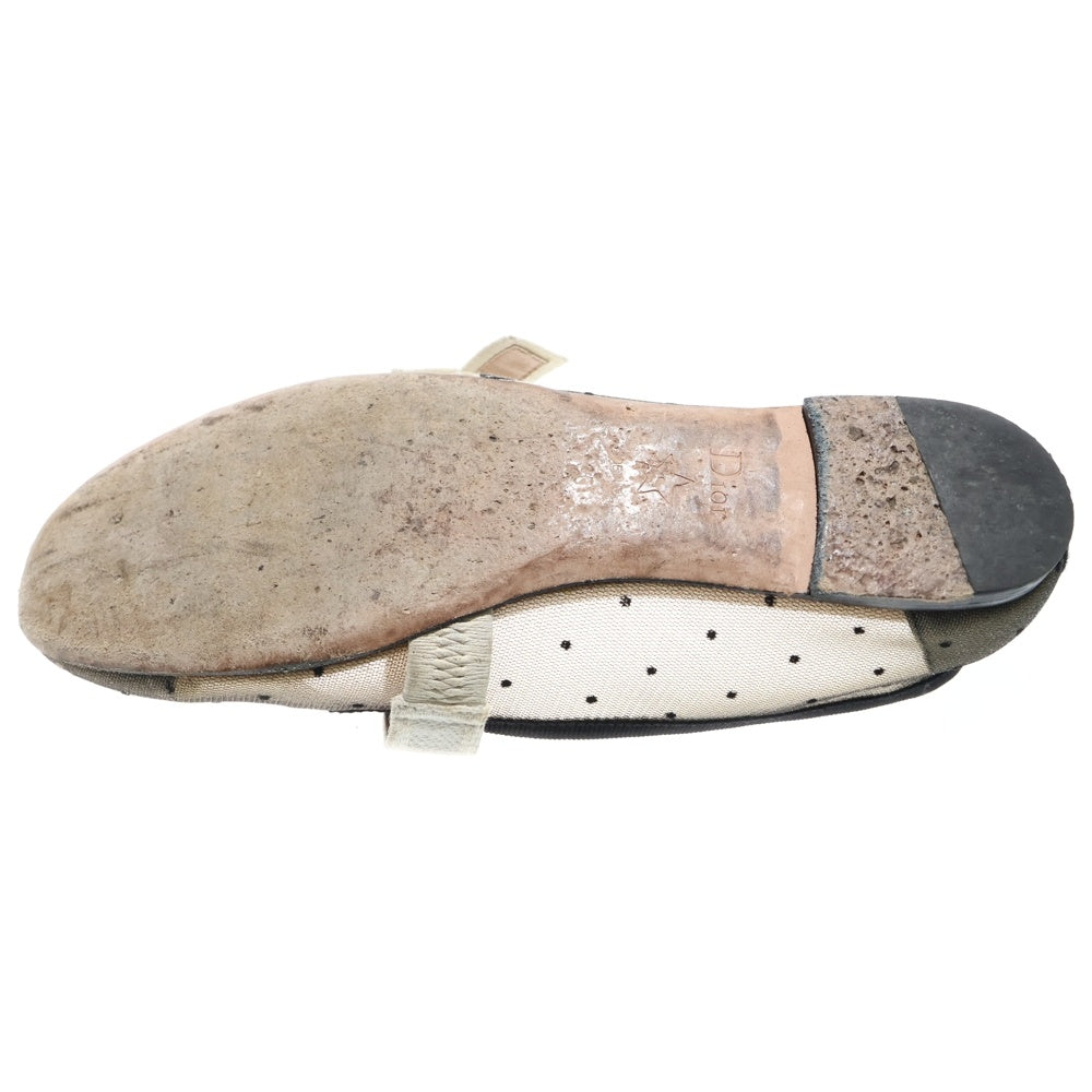 Christian Dior(クリスチャンディオール) MISS J'ADIOR ミス ジャディオール チュール ドット総柄 ロゴリボン フラット バレエシューズ パンプス ブラック レディース KCB455PTRS15X