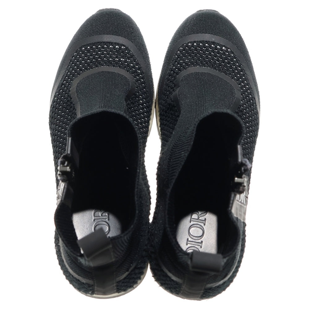 Dior HOMME(ディオールオム) B25 サイドジップ ロゴプリント ハイカットシューズ ニット ソックススニーカー ブラック レディース