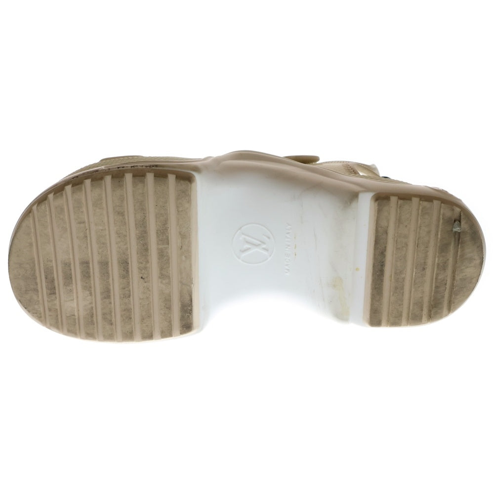 LOUIS VUITTON(ルイヴィトン) アークライト ライン モノグラム LVロゴプレート キャンバス レザー ベルクロ サンダル シューズ ベージュ レディース